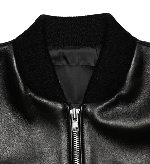 Men's Minimal Black Leather Jumper Jacket front