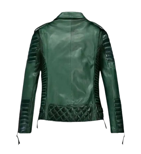 Women's Charlotte Burnt Green Leather Jacket back