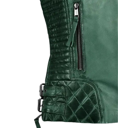 Women's Charlotte Burnt Green Leather Jacket side