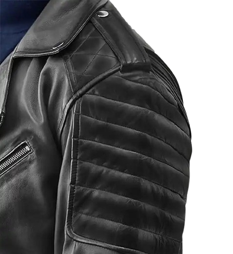 Women’s Black Burnt Biker Leather Jacket side
