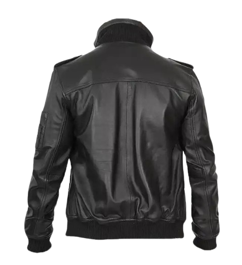 Men's Vintage Leather Bomber Jacket back