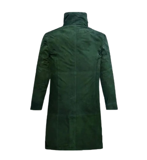 Men's Timber Green Suede Long Coat back