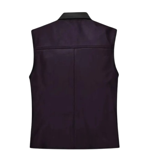Men's Purple Leather Vest back
