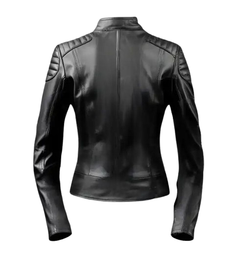 Women’s Black Cafe Racer Jacket back