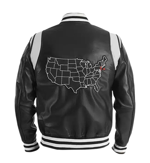 Men's New Jersey Black Leather Varsity Jacket