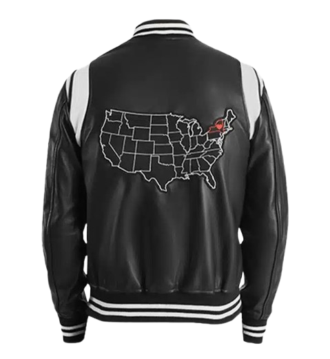 Men's New York Black Leather Varsity Jacket back