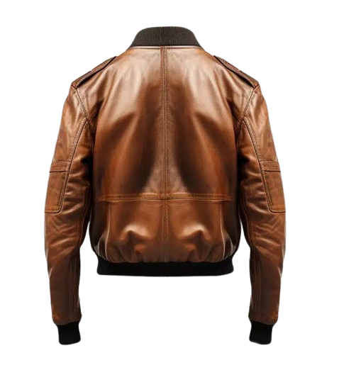 Men’s Distressed Brown Bomber Vintage Leather Jacket back