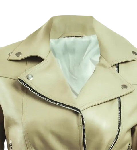 Women’s Green Leather Biker Jacket front