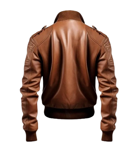 Men's Bomber Brown Leather Jacket back