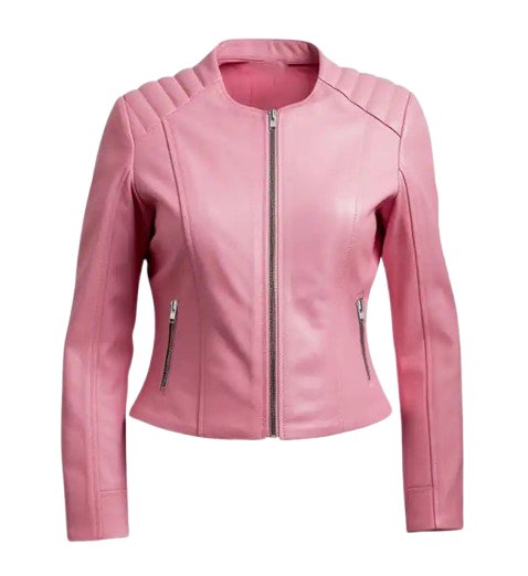 Women's Pink Biker Leather Jacket