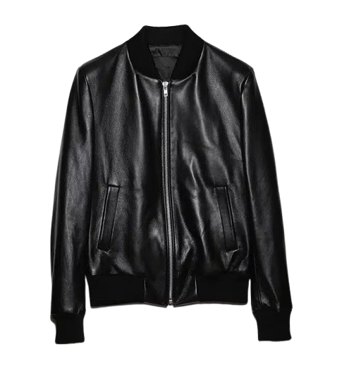 Men's Minimal Black Leather Jumper Jacket