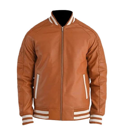 Men's Brown Leather Varsity Jacket