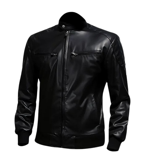 Men’s Black Biker Bomber Leather Jacket