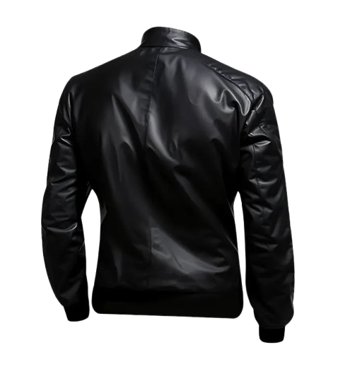 Men’s Black Biker Bomber Leather Jacket back