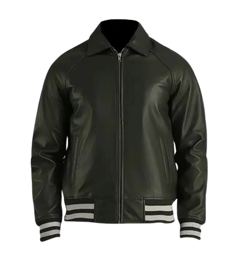 Men's Green Leather Varsity Jacket