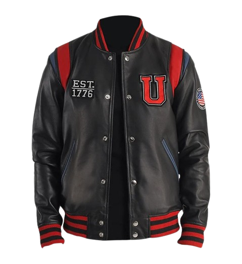Men's Liberate USA Black Leather Varsity Jacket