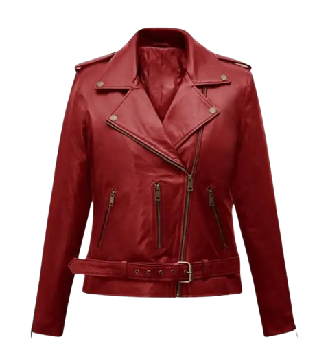 Women's Christmas Red Leather Jacket