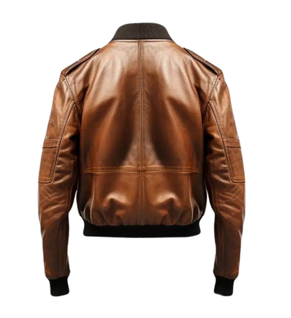 Men’s Distressed Brown Bomber Vintage Leather Jacket back