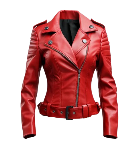 Women's Slim fit Red Biker Leather Jacket