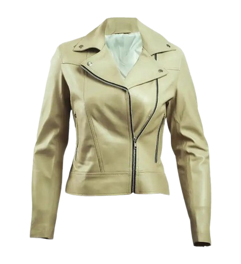 Women’s Green Leather Biker Jacket