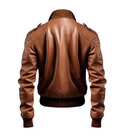 Men's Bomber Brown Leather Jacket back