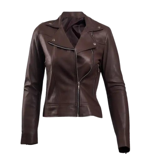 Women’s Dark Brown Leather Biker Jacket