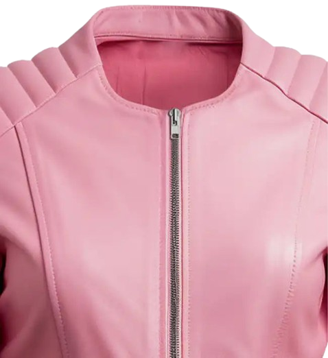Women's Pink Biker Leather Jacket front